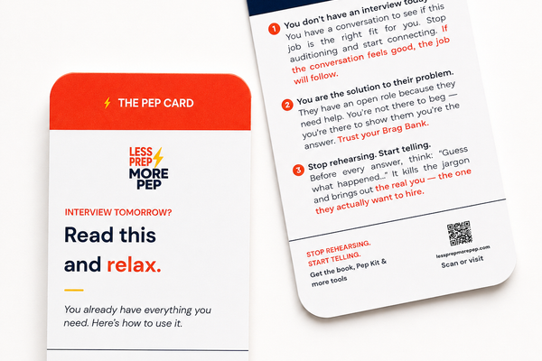 The Pep Card — How to Calm Nerves Before an Interview in 60 Seconds