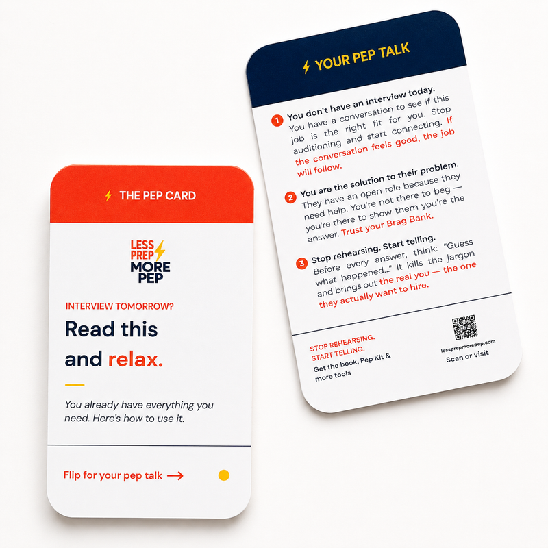 The Pep Card — How to Calm Nerves Before an Interview in 60 Seconds